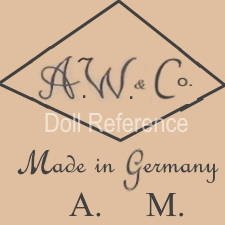 Adolf Wislizenus doll mark A.W. & Co. inside a triangle Made in Germany A.M. (head made by Marseille)