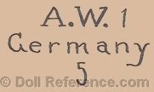 Adolf Wislizenus doll mark A.W. 1 Germany 5
