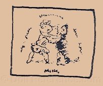 1914 Fleischmann & Bloedel doll mark symbol of a doll & bear dancing