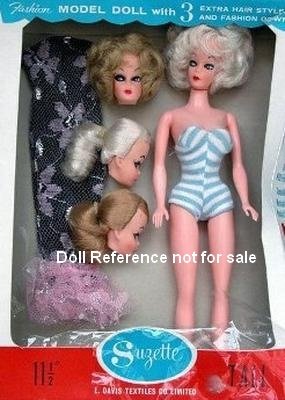 Davtex 1960s Suzette doll, 11 1/2"